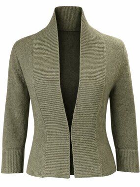 Elena Solano Merino Wool Cardigan Sweater Juniors S Olive Green Open Front